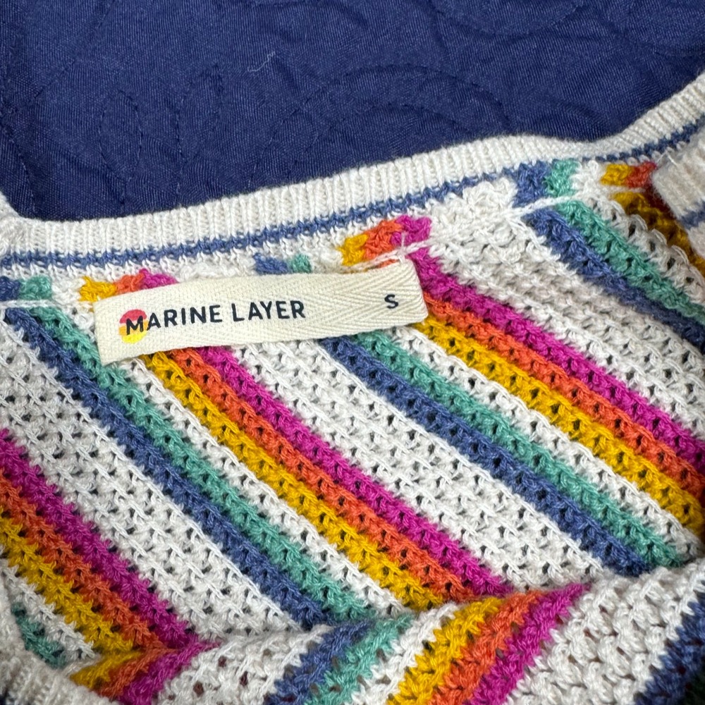 Marine Layer Rainbow Stripe Knit V Neck Tank Top Women's Size S - Picture 3 of 6